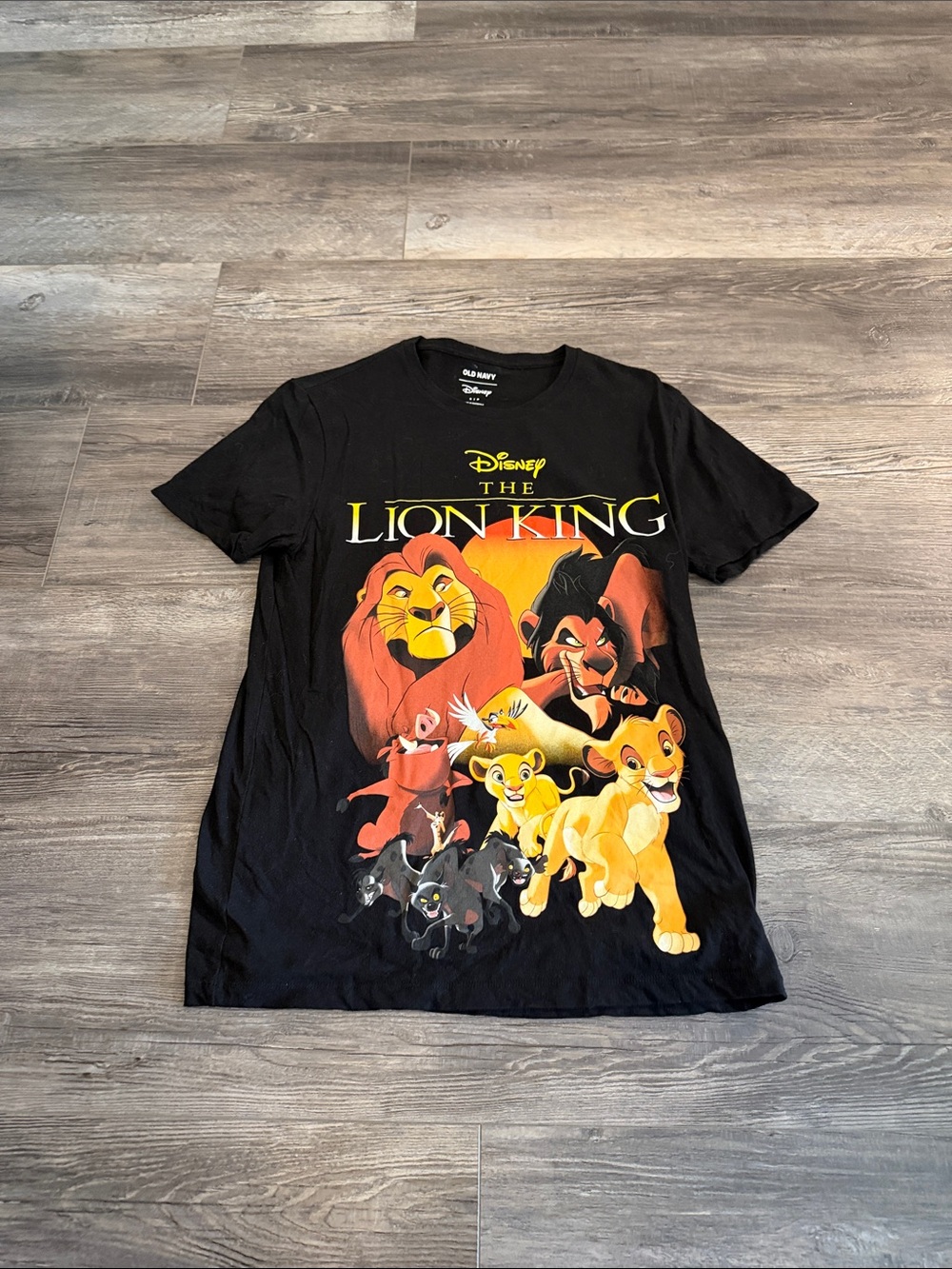 Disney Lion King Black Tee with Yellow & Orange Characters